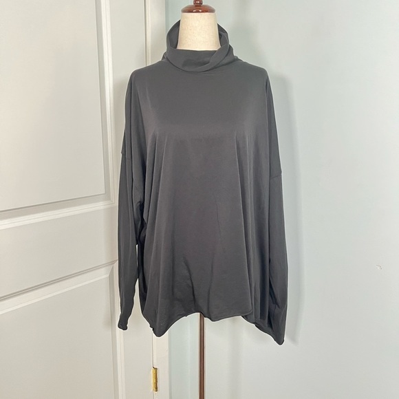 Eskandar black 100% prima cotton turtleneck top - Picture 6 of 11